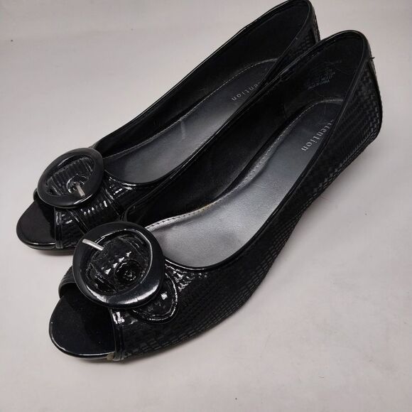 ATTENTION BLACK KITTEN HEEL DHOE. SIZE 10. - Picture 1 of 16